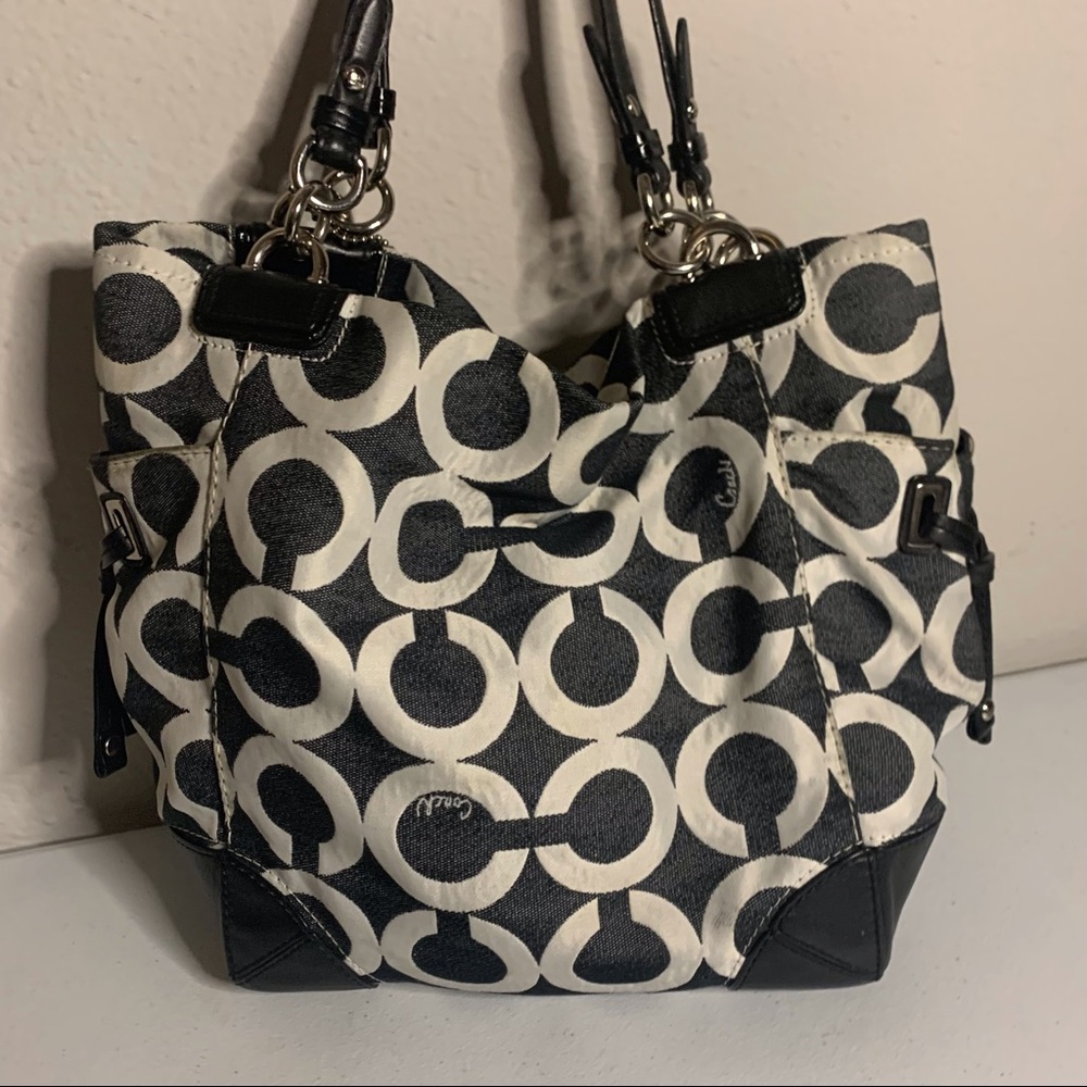 Coach Peyton Black and white logo Bag
